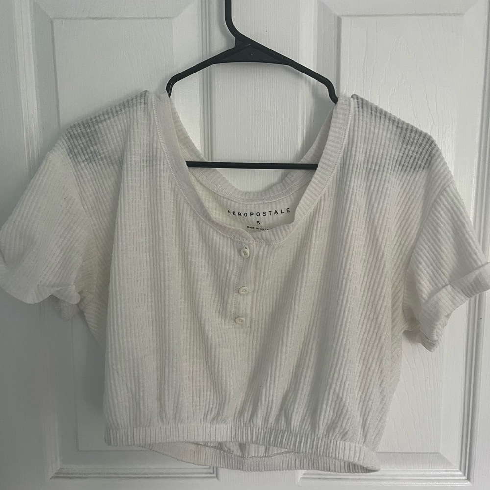 White ribbed Henley tshirt